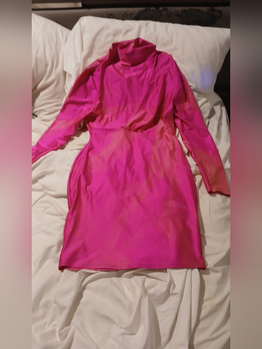 Fuchsia Long-Sleeve Turtleneck Sheath Dress